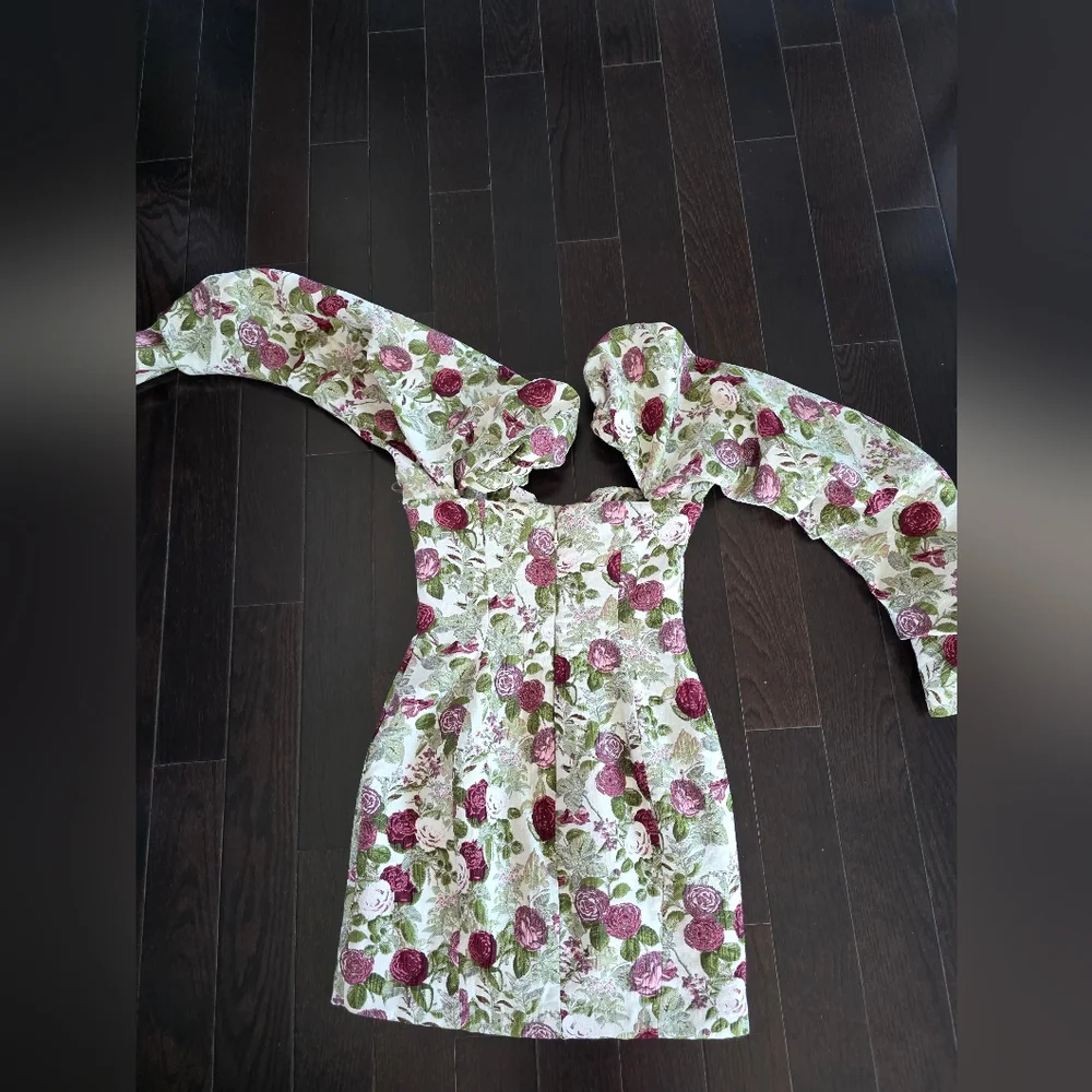 House of CB Floral Long Sleeve Dress - Pink and Green - Picture 6 of 6